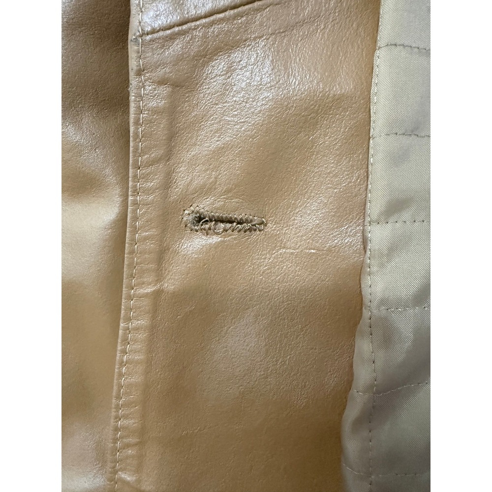 Specchio Italia Tan Leather Trench Coat Made in Italy Vera Pelle Mid Length L - Picture 8 of 13